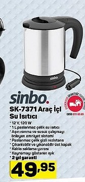 Sinbo SK7371 Araç İçi Su Isıtıcı