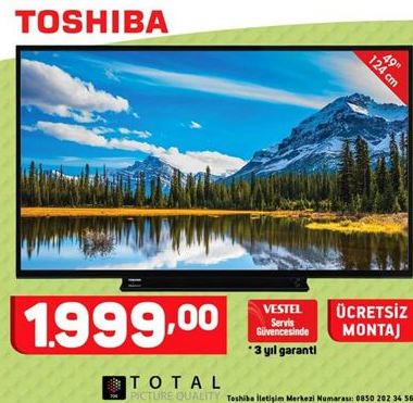 Toshiba 49L2863DAT 49 inç Full HD Smart Led Tv