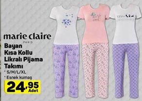 Marie Claire Bayan Kısa Kollu Likralı Pijama Takımı