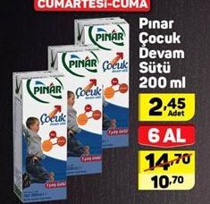 Pınar Çocuk Devam Sütü 200ml
