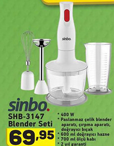 Sinbo SHB-3147 Blender Seti