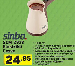 Sinbo SCM-2928 Elektrikli Cezve
