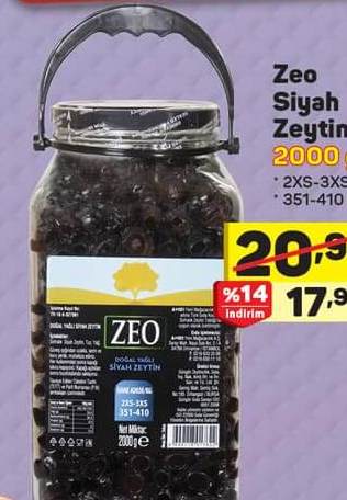 Zeo Siyah Zeytin 2000 g