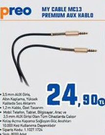 Preo My Cable MC13 Premium AUX Kablo