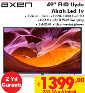 Axen 49 HD Uydu Alıcılı Led TV